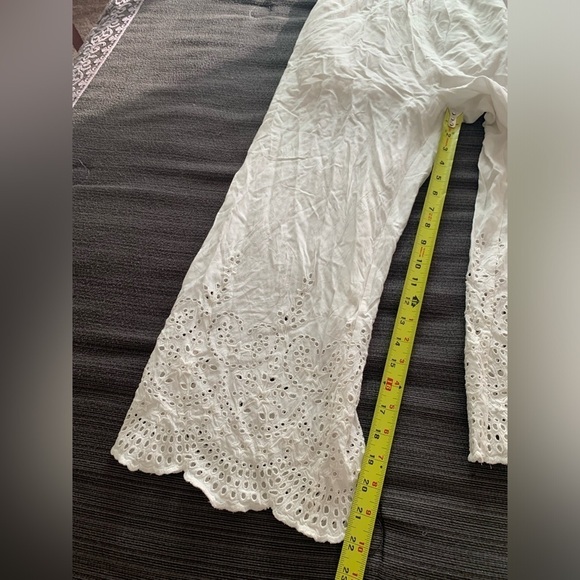 Topshop Boho Cottagecore White Eyelet Scalloped Jumpsuit Straight Leg Size 6 - Picture 15 of 15